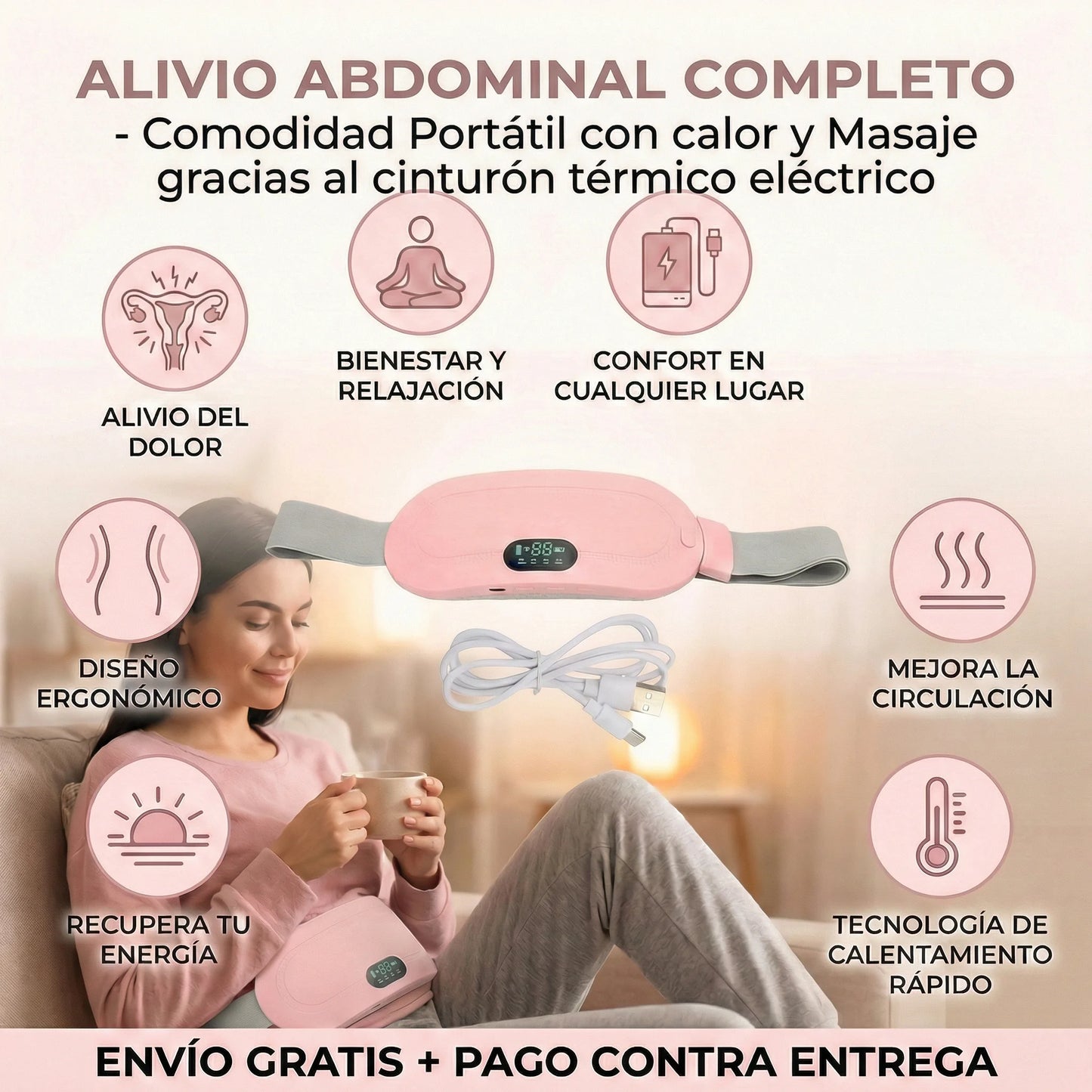 SI ESTÁS CANSADA DE TUS CÓLICOS MENSTRUALES, LLEGÓ TU SOLUCIÓN CON EL CINTURÓN TÉRMICO PREMIUM 💫